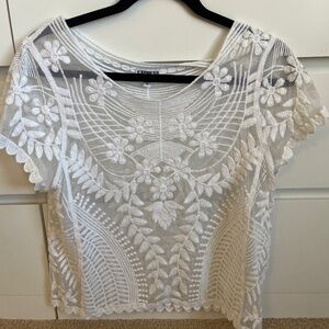 White Lace Pattern Express Shirt